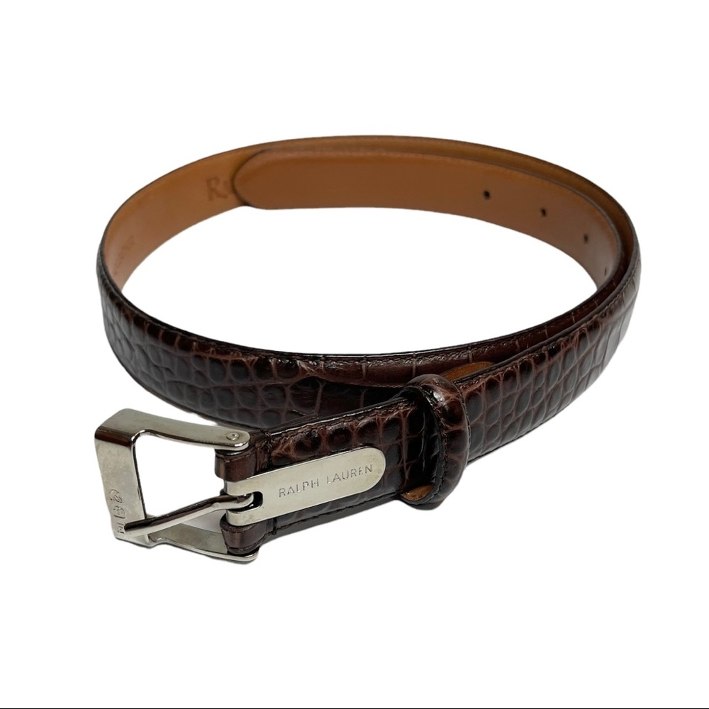 Ralph Lauren Leather Belt Small Croc Embossed